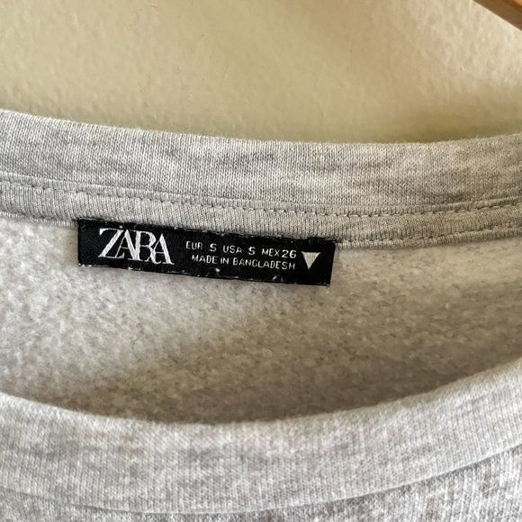 ZARA KOTON JARSE PLUSH SHIFT DRESS LIGHT GRAY LONG SLEEVE WOMENS SIZE S POCKETS - Picture 3 of 7